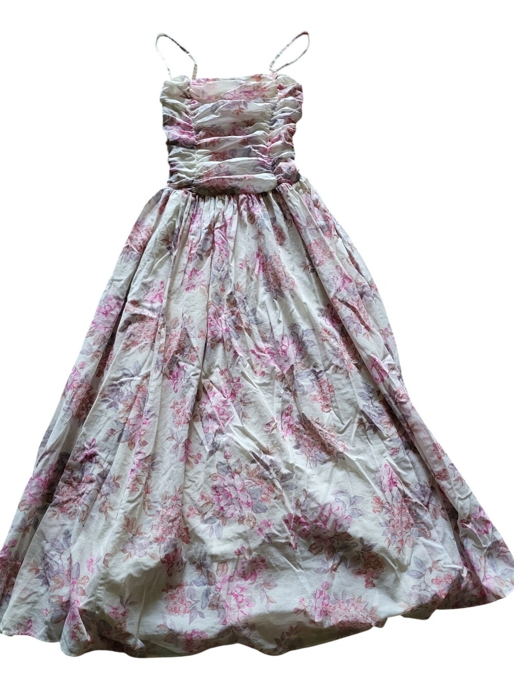 VTG Laura Ashley Pink & White Floral Sundress with Boning & Full Skirt Size 6